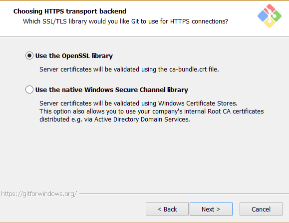 Select the https transport backend. Select the https transport backend.