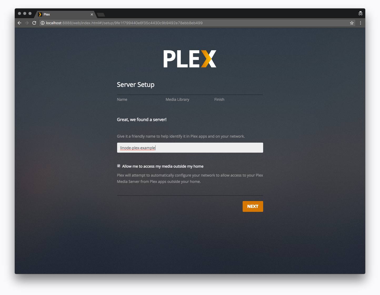 Plex web interface - Server Name. Plex web interface - Server Name.