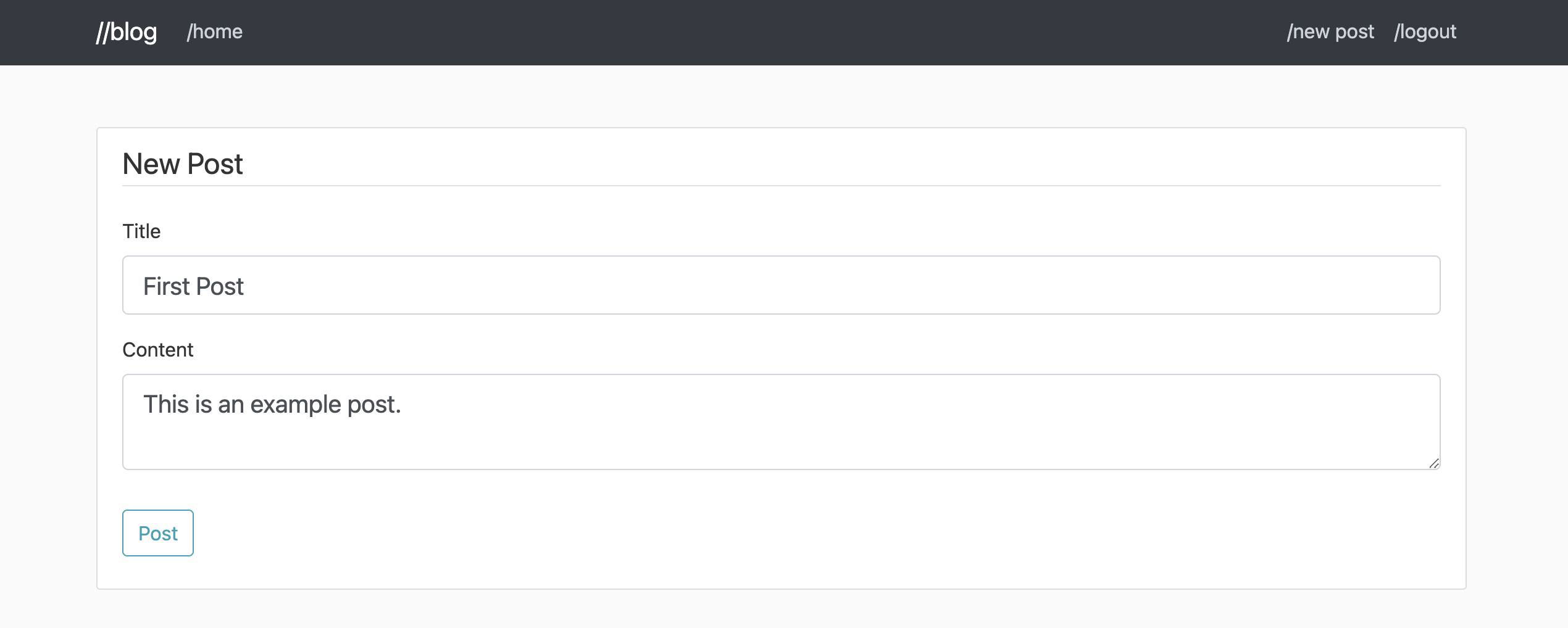Creating a post in the example Flask application Creating a post in the example Flask application