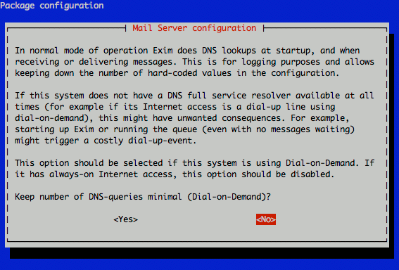 Exim4 DNS queries configuration on Debian 5 (Lenny). Exim4 DNS queries configuration on Debian 5 (Lenny).