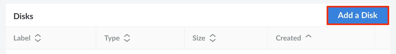 Screenshot of the Add a Disk button Screenshot of the Add a Disk button